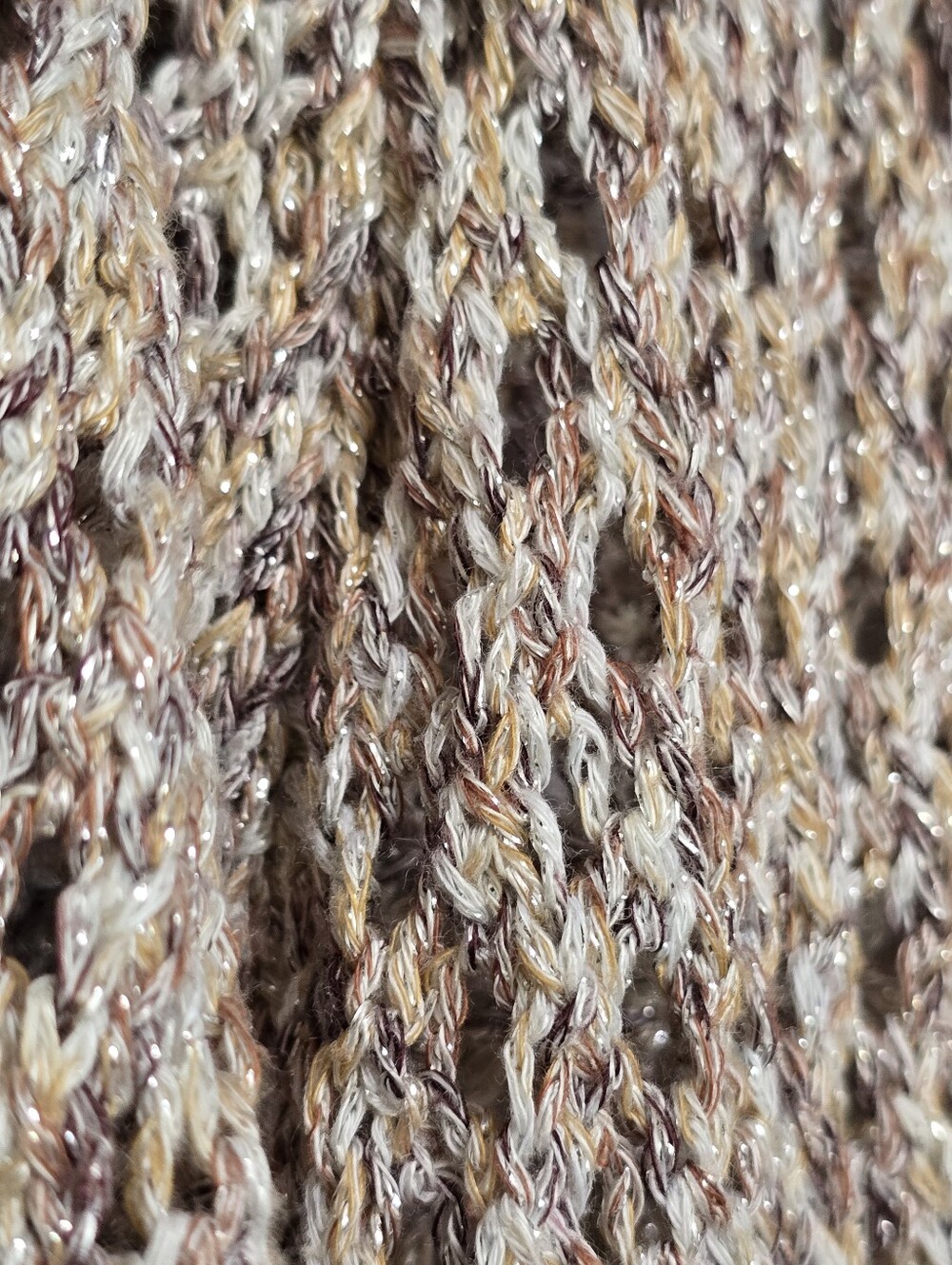 Kenar Open Knit Metallic Sweater XL Beige Marled Boho Crochet - Picture 14 of 14